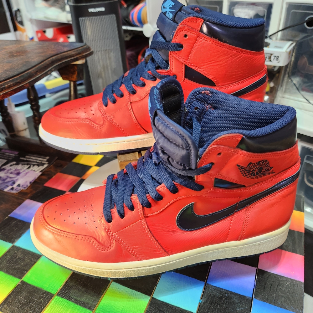 Nike Men's Red and Blue High-Top Sneakers - Picture 1 of 9